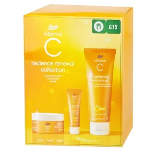 Boots Vitamin C Radiance Renewal Collection Set (Brightening Cleansing Gel 200ml , Brightening Moisturising Cream 50ml ,Brightening Eye Gel 15ml)